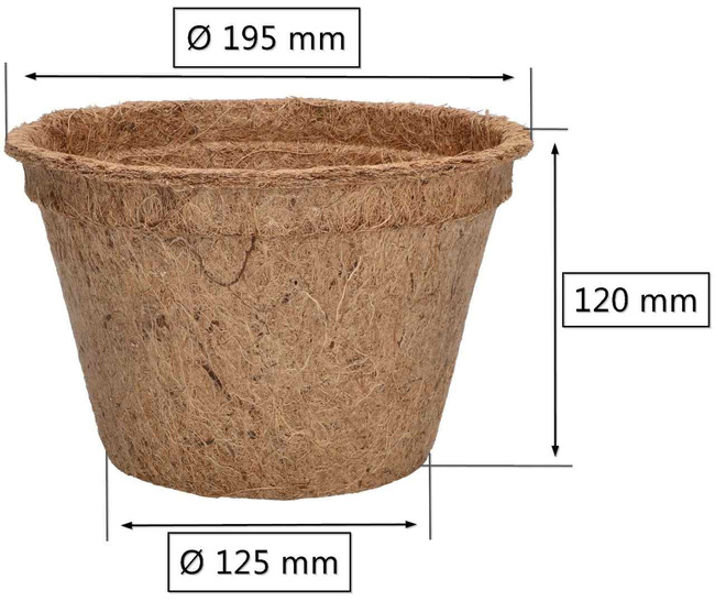 Ghiveci de flori din fibre naturale de nucă de cocos fi 19,5 cm set de 2 buc.