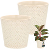 Ghiveci ceramic trapezoidal lucios de flori 12 cm set 2 buc - Culoare crem