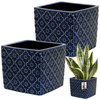 Ghiveci ceramic vintage pentru flori plante 13x13 cm set 2 buc - Culoare cobalt