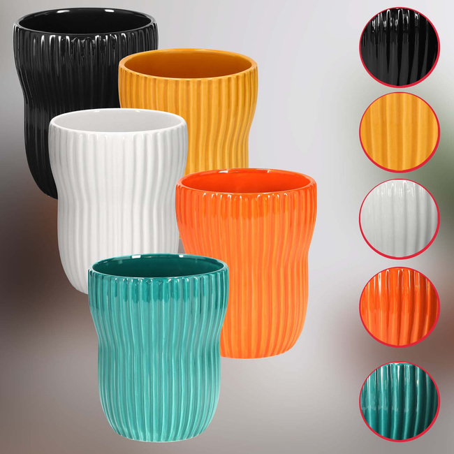 Ghiveci rotund cu caneluri din ceramică 11,5 cm set de 2 buc.