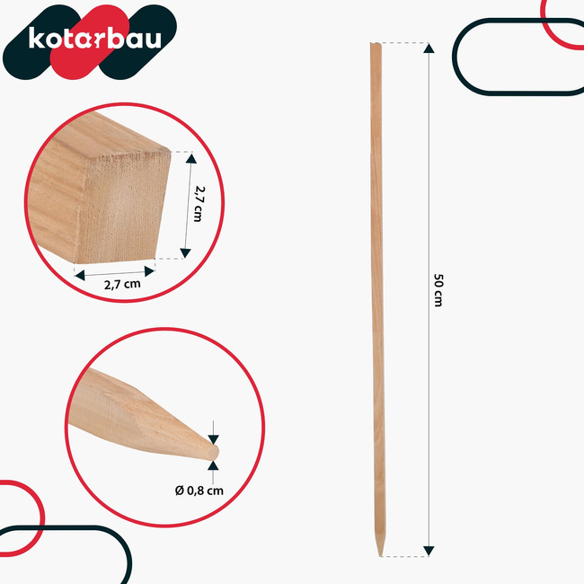 Tăruși de grădină din lemn pentru roșii legume 50 cm set de 5 buc.