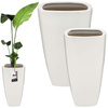 Ghiveci de flori din ceramică albă plante cu scurgere set de 2 buc.
