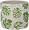 Set de 2 ghivece pentru plante cu capace din beton model frunze - 16 cm
