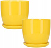 2x ghiveci ceramic cu farfurie galben 120
