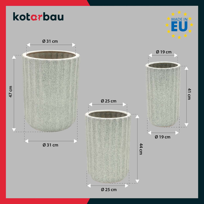 Ghiveci ceramic pentru plante cu scurgere set de 3 buc.