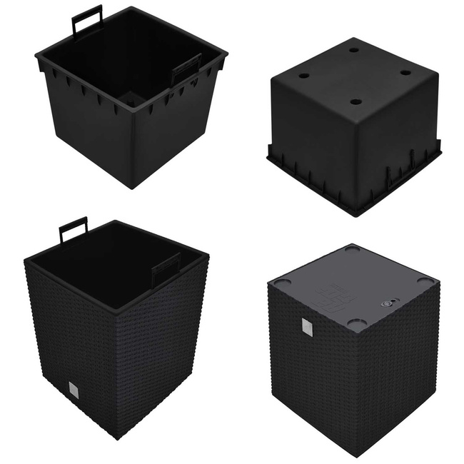 Ghiveci de grădină din rattan cu inserție antracit 32x32 cm